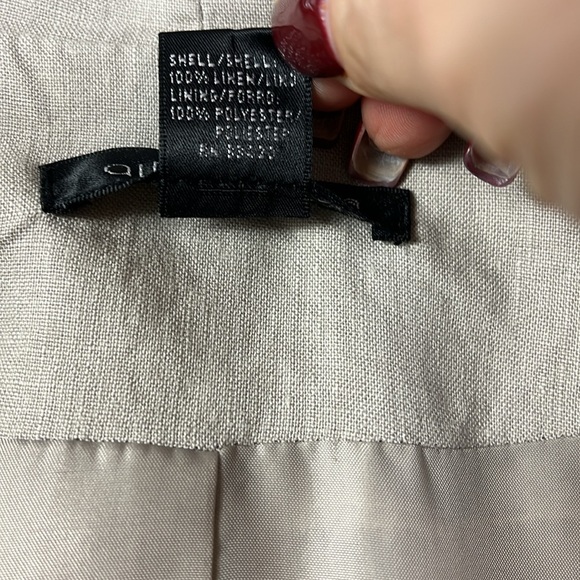 August Silk linen open face lined long sleeve blazer Sz L Taupe - Picture 9 of 9